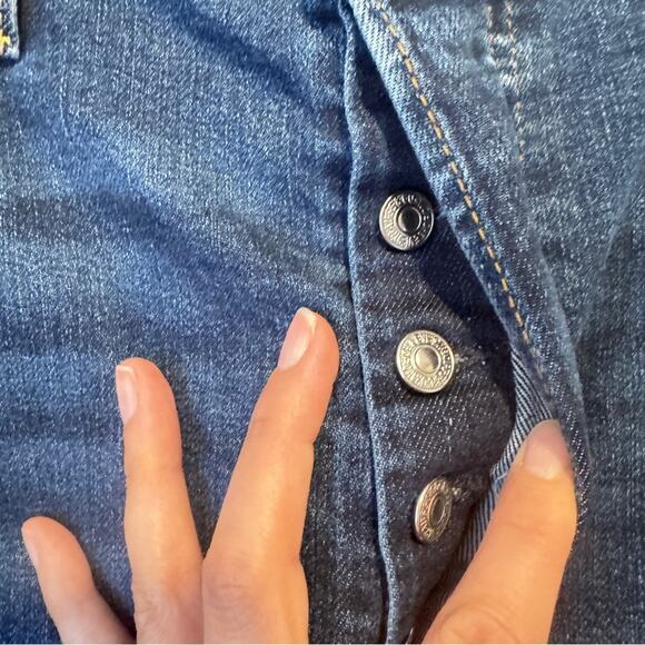 Levi’s Blue Ribcage Straight Button Fly Jeans Womens 32 Casual Classic Denim - Picture 10 of 12